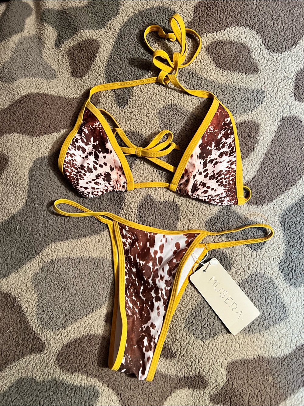 Musera Brown & Yellow Animal Print Bikini